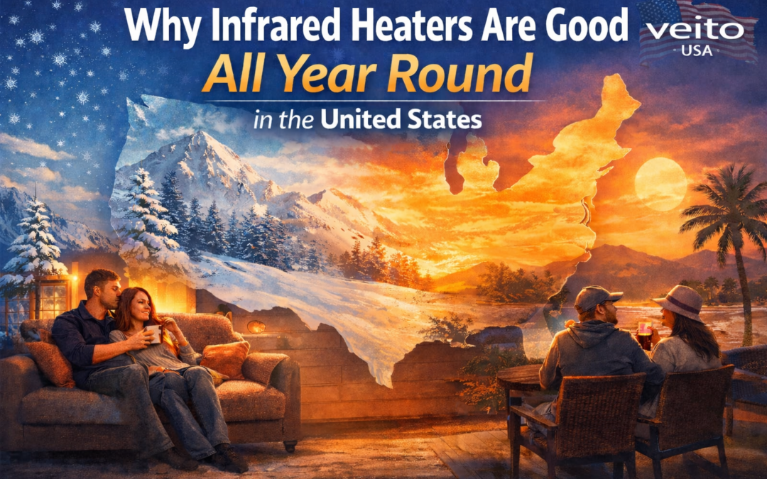 People enjoying outdoor weather with infrared heat.